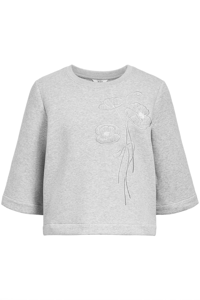 OBJROELLA RE 3/4 SWEAT TOP 137 23046002 LIGHT GREY MELANGE